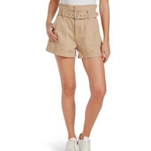 BlankNYC Tan Belted High-Waisted Paperbag Denim Shorts 24 Utility